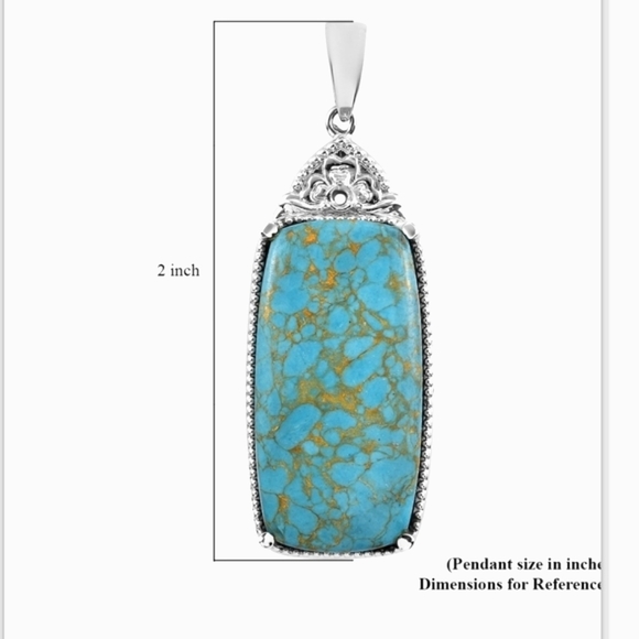 ๐๐ฒ4/$20. Faux Mojave Turquoise Pendant w/ Apatite Stone, Sterling Silver SS - Picture 3 of 4